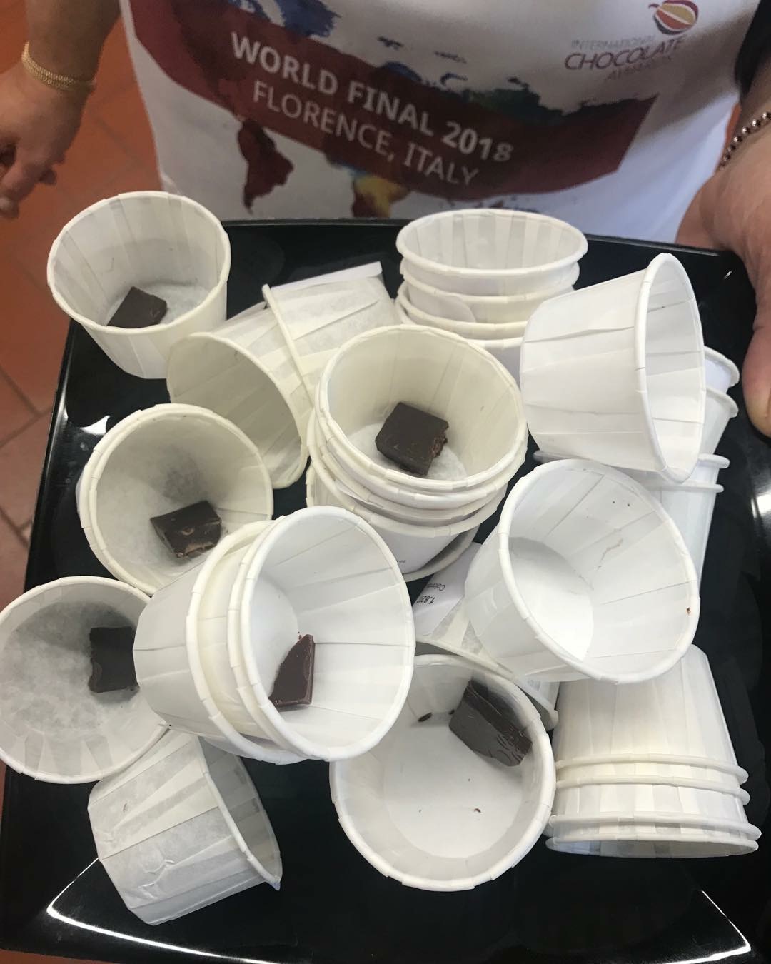 chocolate samples in small pots